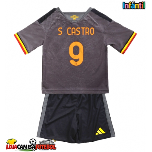 Camisa de Futebol AS Roma Santiago Castro #9 Equipamento Alternativo Infantil 2026-27 Manga Curta (+ Calças curtas)